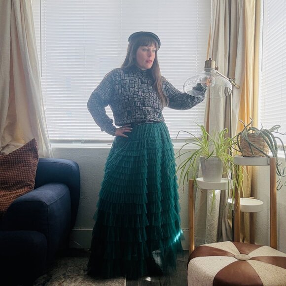 Price FIRM Vintage 80s 90s Grey Abstract Print Button Down Blouse Jacket | S/M - Picture 15 of 16